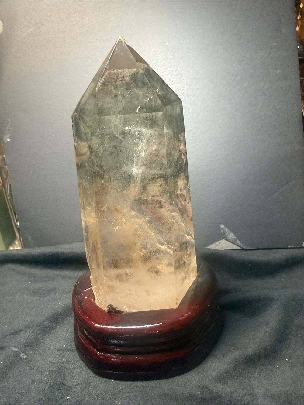 #3. 2LB Natural Ghost Phantom Quartz Crystal Tower + Base- origin Brazil